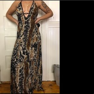 Leopard Halter Maxi Dress